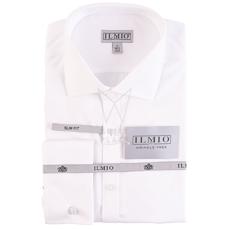 Mens - Ilmio Silver Label -Poly Cotton Spread Collar (L/R) French Cuff Shirt