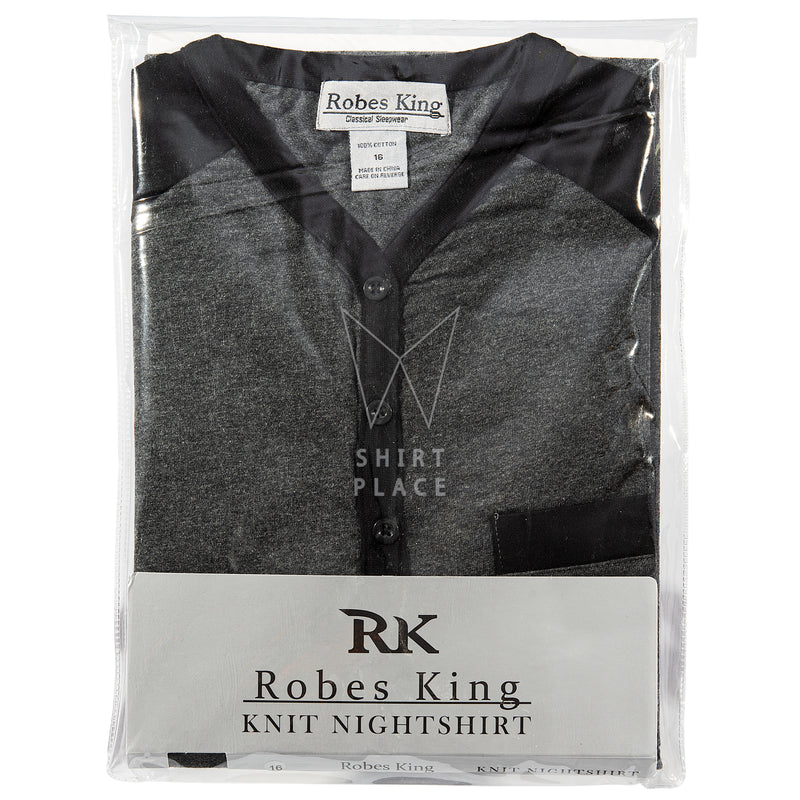 Mens Robes King Cotton Knit Night Shirt