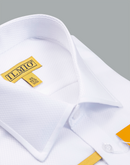 Men's - Ilmio White on White Fancy - French Placket - Button Cuff Shirt -