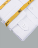 Men's - Ilmio White on White Fancy - French Placket - Button Cuff Shirt -