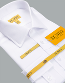 Men's - Ilmio White on White Fancy - French Placket - Button Cuff Shirt -