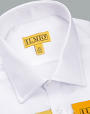Men's - Ilmio White on White Fancy - French Placket - Button Cuff Shirt -