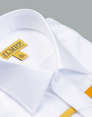 Men's - Ilmio White on White - Covered Buttons - French Cuff Shirt -