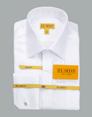 Men's - Ilmio White on White - Covered Buttons - French Cuff Shirt -
