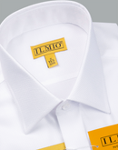 Men's - Ilmio White on White - Covered Buttons - French Cuff Shirt -