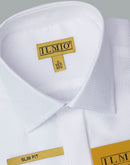 Men's  - Ilmio Gold White on White - Covered Buttons - Button Cuff -