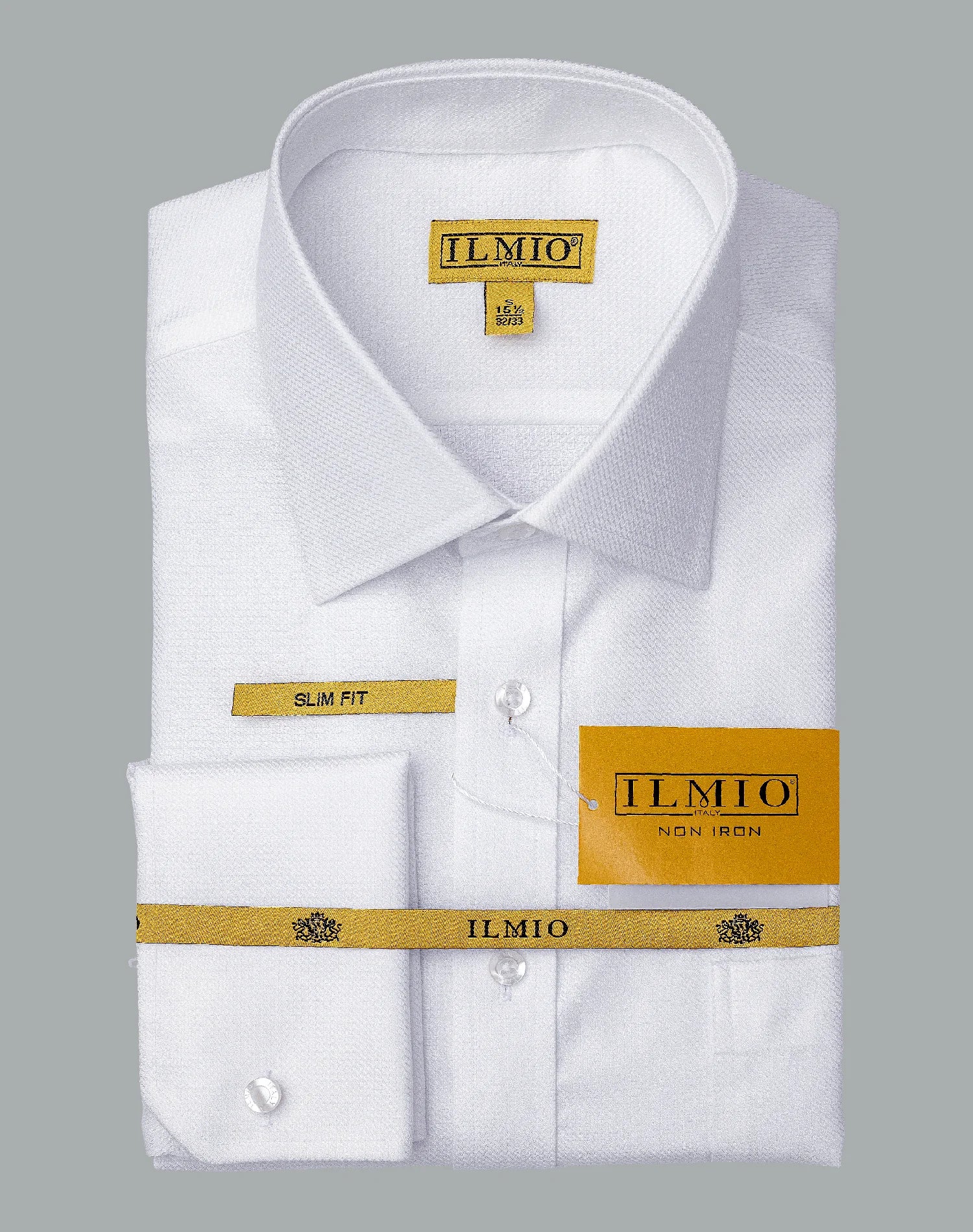 Men's - Ilmio Gold White on White - Double Placket - French Cuff - #14