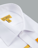 Men's - Ilmio White on White Fancy - Covered Buttons - Button Cuff Shirt -