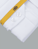 Men's - Ilmio White on White Fancy - Covered Buttons - Button Cuff Shirt -