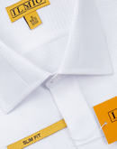 Men's - Ilmio White on White Fancy - Covered Buttons - Button Cuff Shirt -