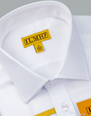 Men's - Ilmio White on White - Double Placket - Button Cuff Shirt -