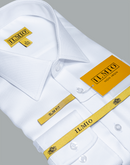 Men's - Ilmio White on White - French  Placket - Botton Cuff Shirt -