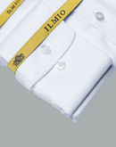 Men's - Ilmio White on White - French  Placket - Botton Cuff Shirt -