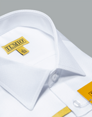 Men's - Ilmio White on White - French  Placket - Botton Cuff Shirt -