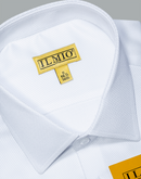 Men's - Ilmio White on White - French  Placket - Botton Cuff Shirt -