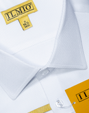 Men's - Ilmio White on White - French  Placket - Botton Cuff Shirt -