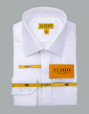 Men's - Ilmio White on White - Covered Buttons - Button Cuff Shirt -