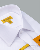 Men's - Ilmio White on White - Covered Buttons - Button Cuff Shirt -