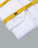 Men's - Ilmio White on White - Covered Buttons - Button Cuff Shirt -