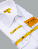 Men's - Ilmio White on White - Covered Buttons - Button Cuff Shirt -