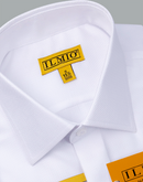 Men's - Ilmio White on White - Covered Buttons - Button Cuff Shirt -