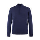 ILMIO 100% Wool Quarter Zipper Flat Weave Pullover - Style 2 Navy