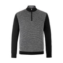 ILMIO 100% Wool Quarter Zipper Pattern Weave Cardigan - Style 9 Black