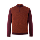 ILMIO 100% Wool Quarter Zipper Pattern Weave Cardigan - Style 9 Burgundy
