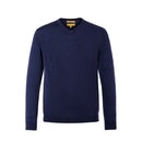 ILMIO  100% Wool  V-Neck Flat Weave Pullover With Sleeves - Style 6 Navy