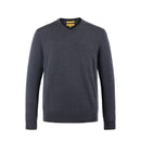 ILMIO 100% Wool  V-Neck Flat Weave Pullover With Sleeves - Style 6 Gray