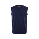 ILMIO 100% Wool V-Neck Flat Weave Sleeveless Pullover Vest - Style 6 Navy