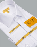 Men's - Ilmio White on White Fancy - Covered Buttons - French Cuff Shirt -