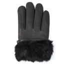 Black Rabbit Fur Leather Gloves