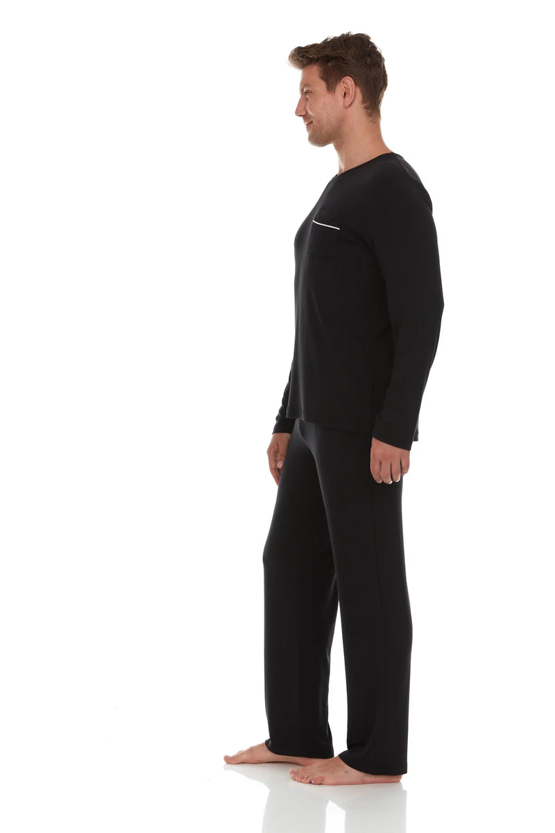 Symmar Men's Micro Model V-Neck Pajamas - Black