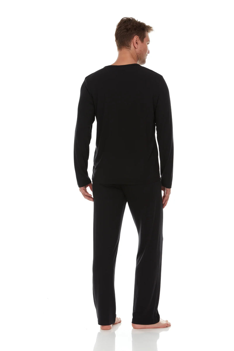 Symmar Men's Micro Model V-Neck Pajamas - Black