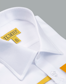 Men's - Ilmio White on White Fancy - French Placket - French Cuff Shirt -