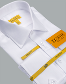 Men's - Ilmio White on White Fancy - French Placket - French Cuff Shirt -