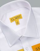 Men's - Ilmio White on White Fancy - French Placket - French Cuff Shirt -