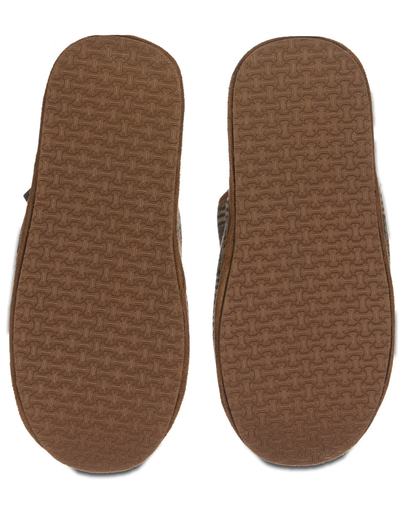 MEMOI Men's Plaid Plush Slipper - Brown