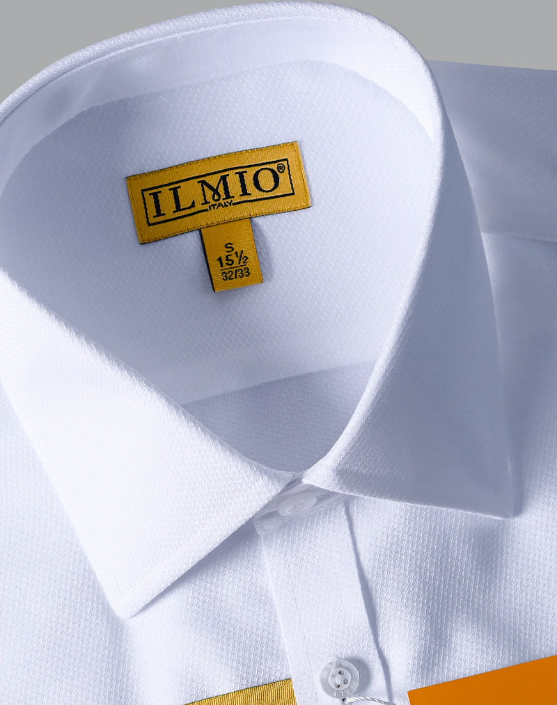 Mens  - Ilmio Gold White on White - Double Placket - Button Cuff -