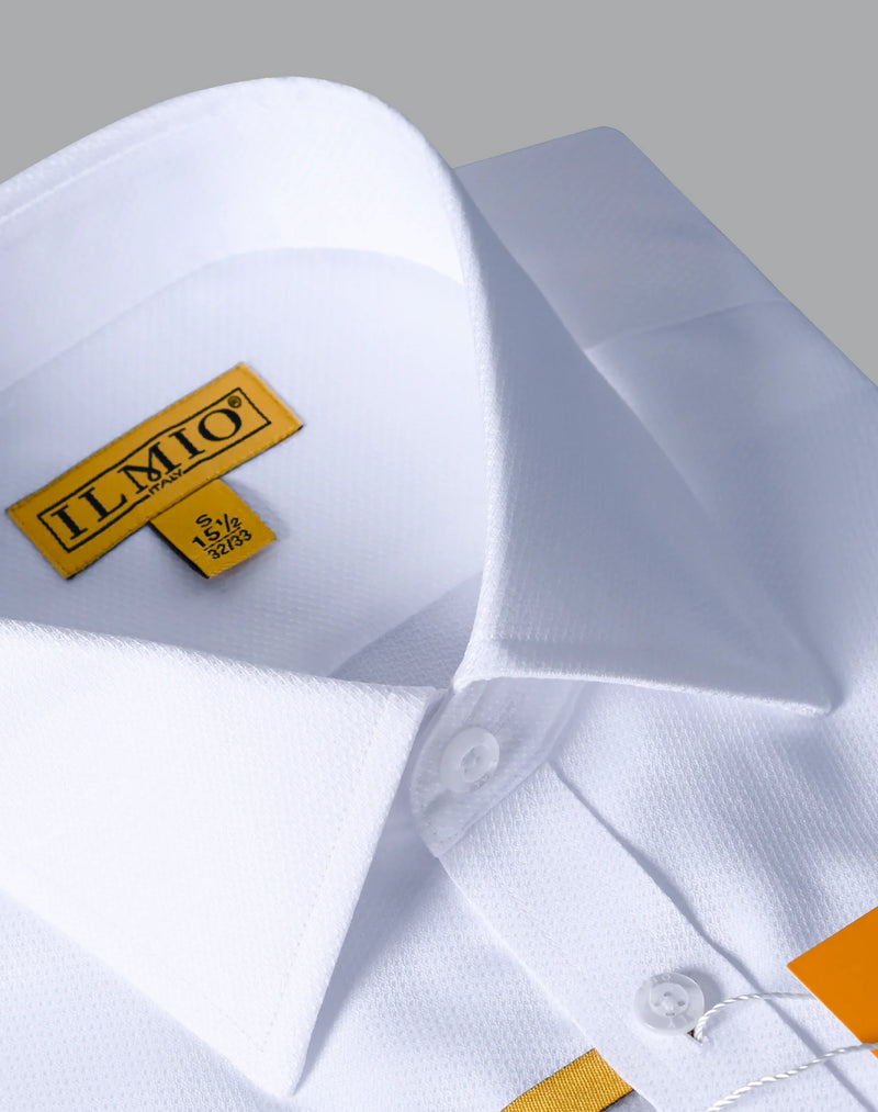 Mens  - Ilmio Gold White on White - Double Placket - Button Cuff -