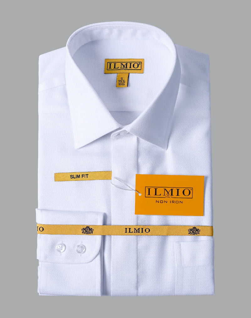 Mens  - Ilmio Gold White on White - Covered Buttons - Button Cuff -