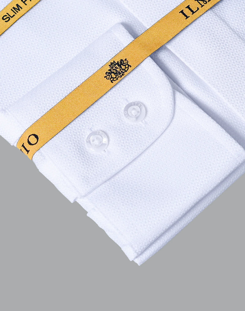 Mens  - Ilmio Gold White on White - Covered Buttons - Button Cuff -