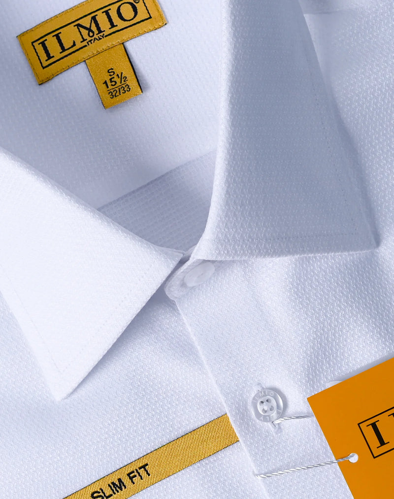 Mens  - Ilmio Gold White on White - French Placket - Button Cuff -