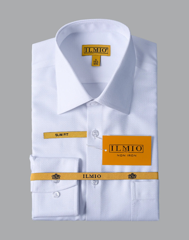 Mens  - Ilmio Gold White on White - French Placket - Button Cuff -