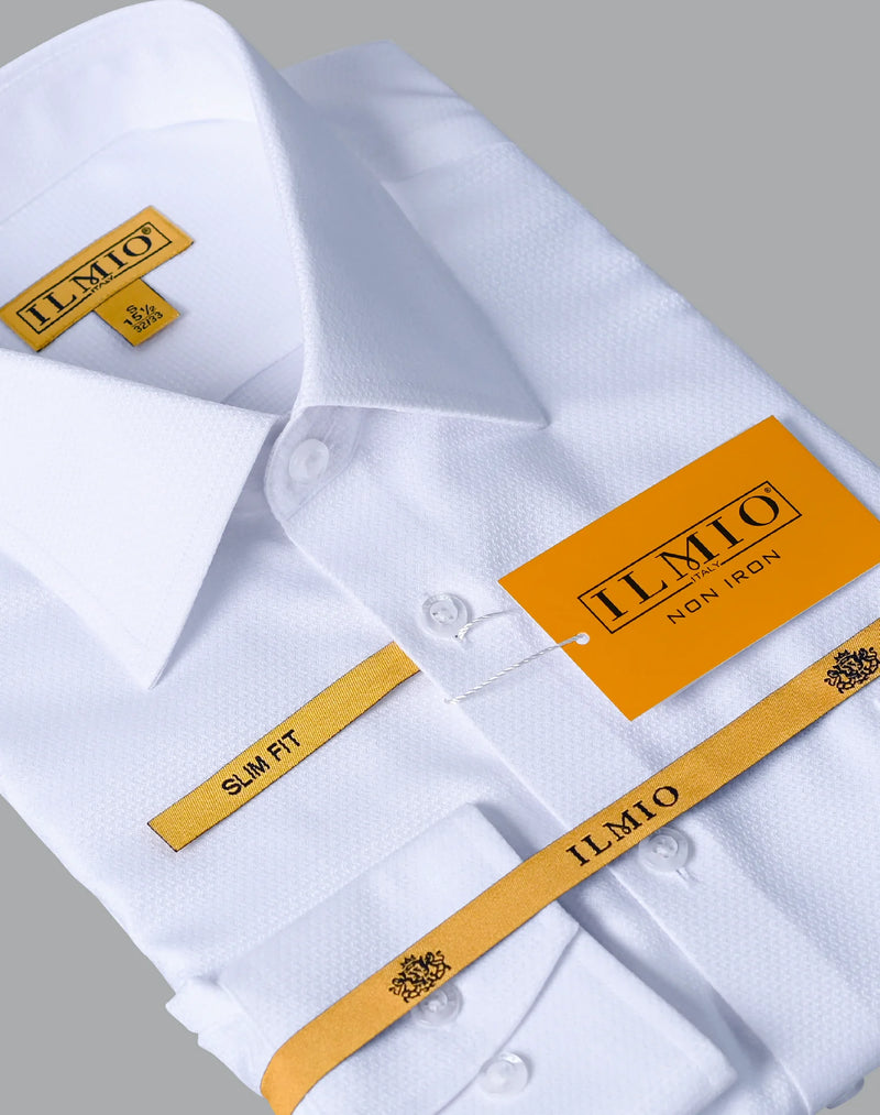 Mens  - Ilmio Gold White on White - French Placket - Button Cuff -