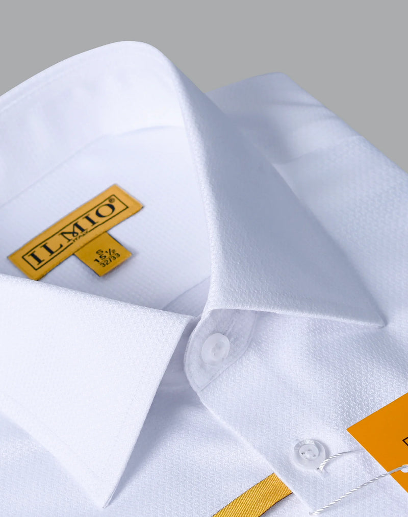 Mens  - Ilmio Gold White on White - French Placket - Button Cuff -