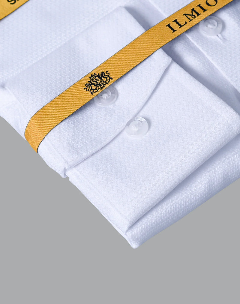 Mens  - Ilmio Gold White on White - French Placket - Button Cuff -