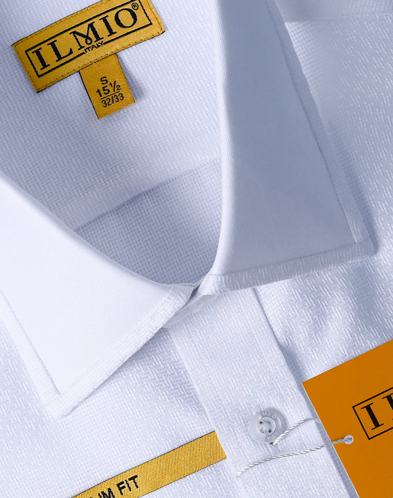 Mens  - Ilmio Gold White on White - Double Placket - Button Cuff -