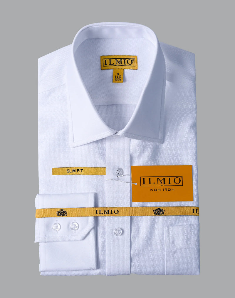 Mens  - Ilmio Gold White on White - Double Placket - Button Cuff -